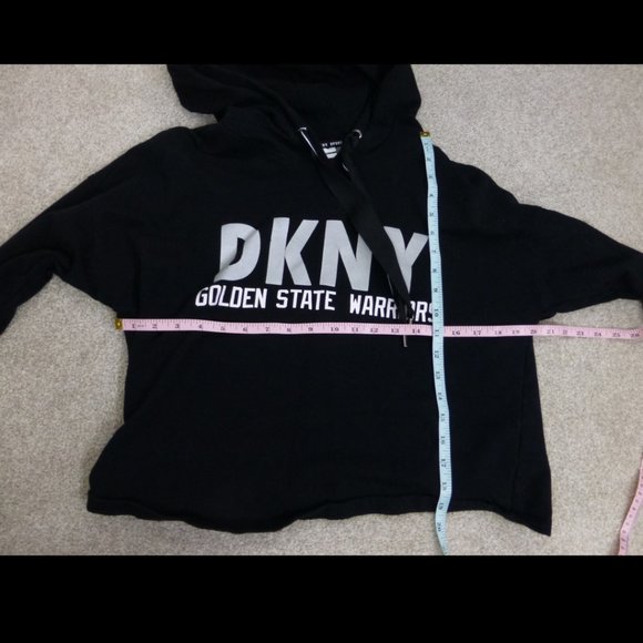 Golden State Warriors DKNY Sport Black Maddie Cropped Long Sleeve Hoodie - Picture 12 of 14